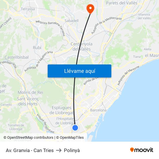 Av. Granvia - Can Tries to Polinyà map