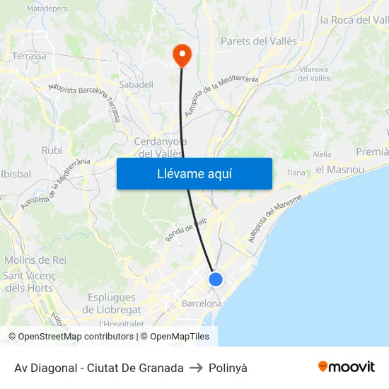Av Diagonal - Ciutat De Granada to Polinyà map