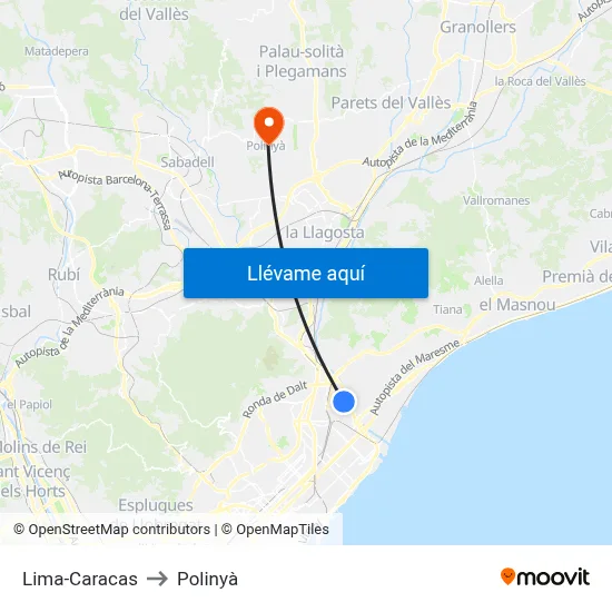 Lima-Caracas to Polinyà map