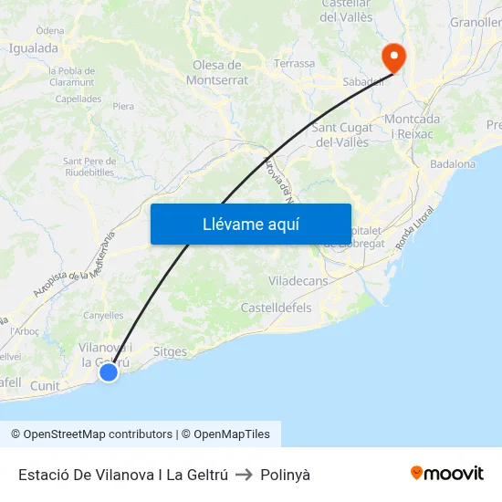 Estació De Vilanova I La Geltrú to Polinyà map