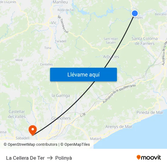 La Cellera De Ter to Polinyà map