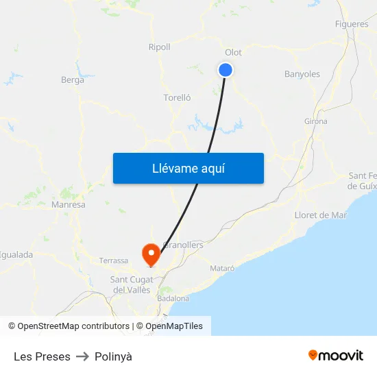 Les Preses to Polinyà map