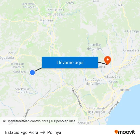 Estació Fgc Piera to Polinyà map