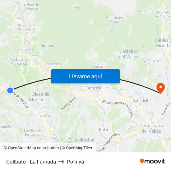 Collbató - La Fumada to Polinyà map