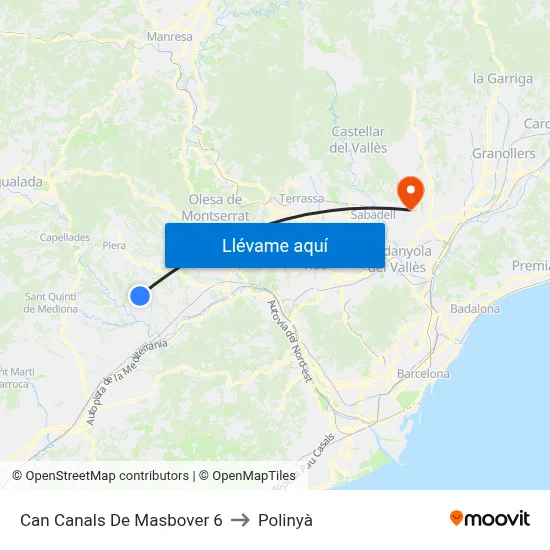 Can Canals De Masbover 6 to Polinyà map