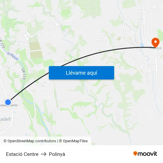 Estació Centre to Polinyà map