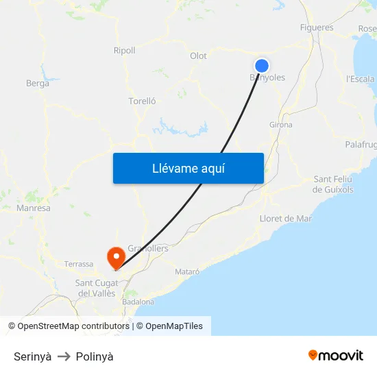 Serinyà to Polinyà map