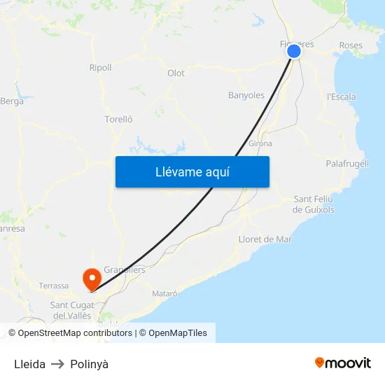 Lleida to Polinyà map