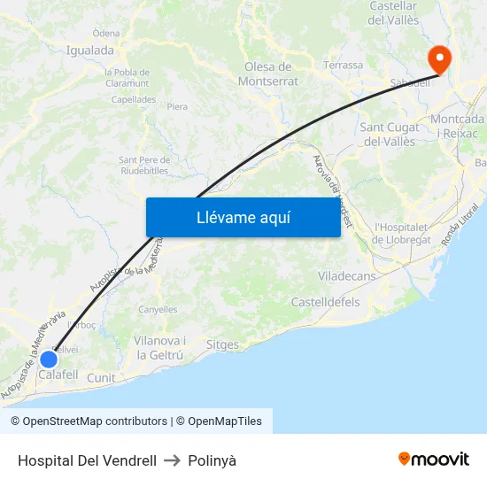 Hospital Del Vendrell to Polinyà map