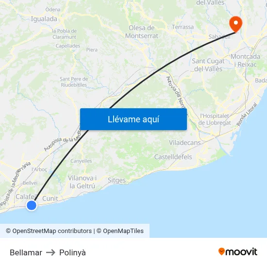 Bellamar to Polinyà map