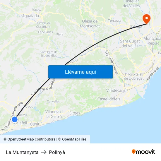 La Muntanyeta to Polinyà map