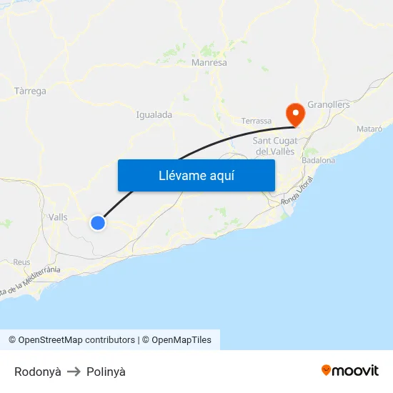 Rodonyà to Polinyà map