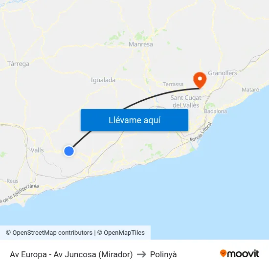 Av Europa - Av Juncosa (Mirador) to Polinyà map