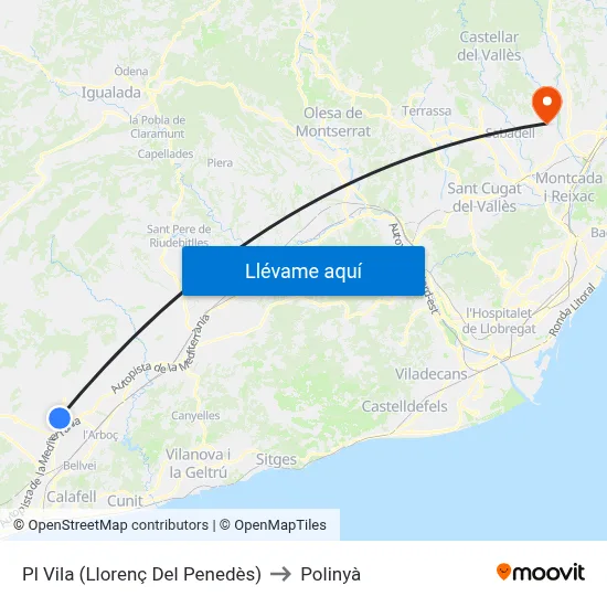 Pl Vila (Llorenç Del Penedès) to Polinyà map