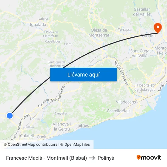 Francesc Macià - Montmell (Bisbal) to Polinyà map