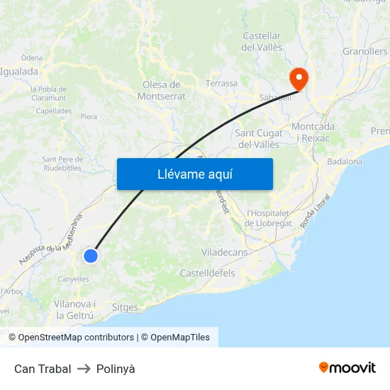 Can Trabal to Polinyà map