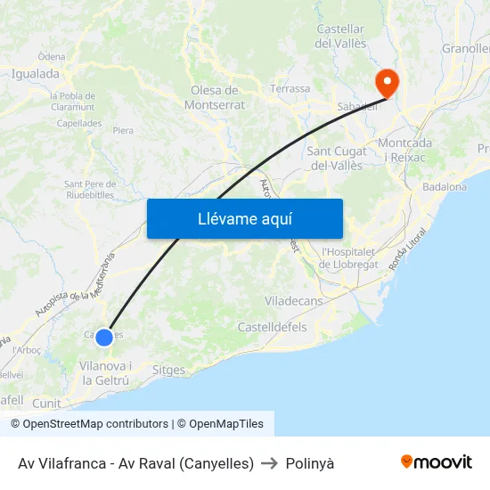Av Vilafranca - Av Raval (Canyelles) to Polinyà map