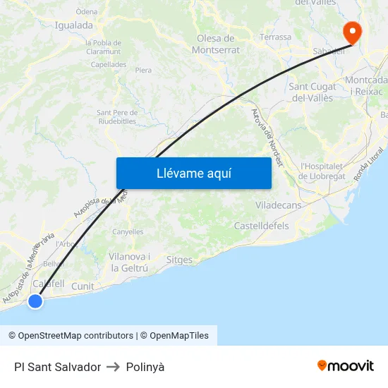 Pl Sant Salvador to Polinyà map