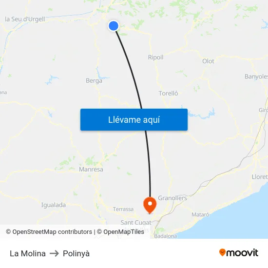 La Molina to Polinyà map