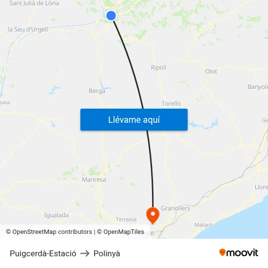Puigcerdà-Estació to Polinyà map