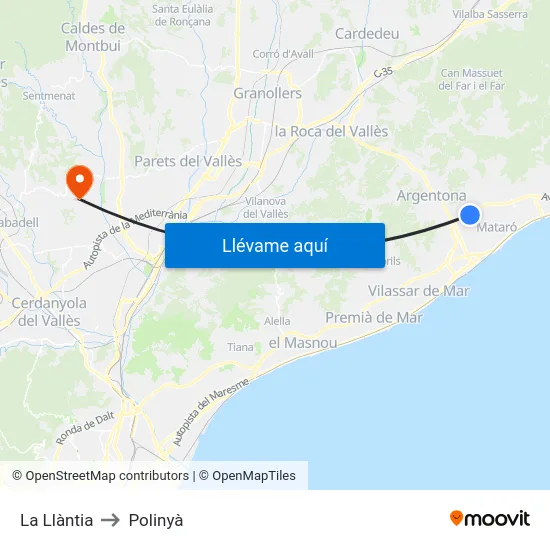 La Llàntia to Polinyà map