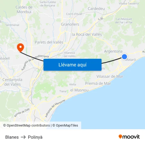 Blanes to Polinyà map