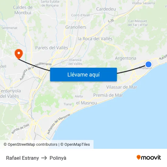 Rafael Estrany to Polinyà map