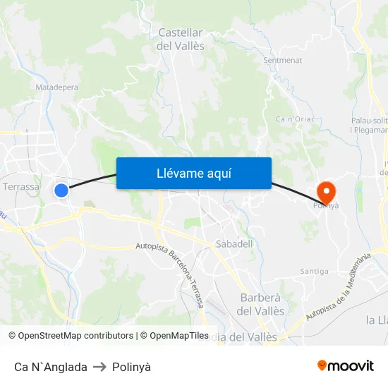 Ca N`Anglada to Polinyà map