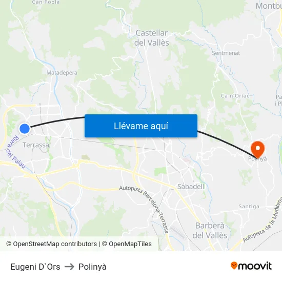 Eugeni D`Ors to Polinyà map