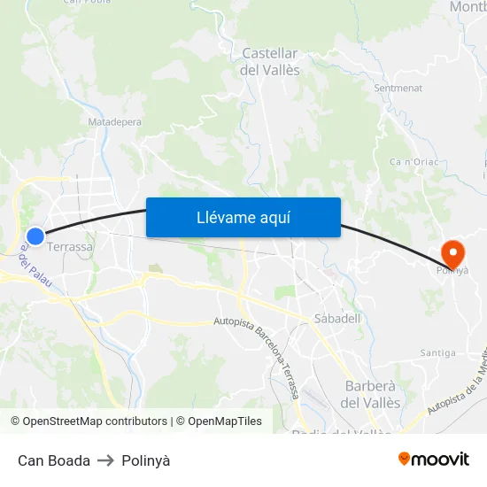 Can Boada to Polinyà map
