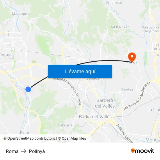 Roma to Polinyà map