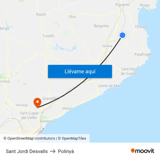 Sant Jordi Desvalls to Polinyà map