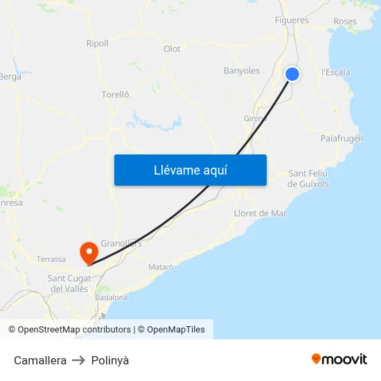 Camallera to Polinyà map