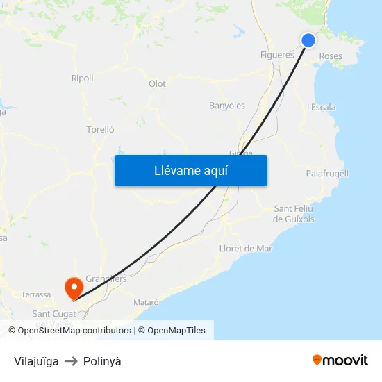 Vilajuïga to Polinyà map
