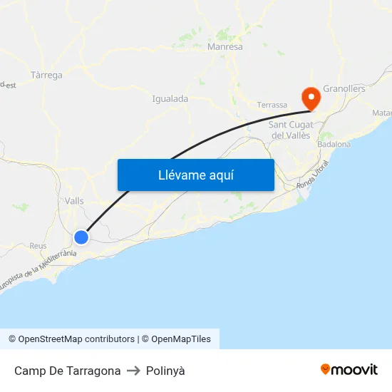 Camp De Tarragona to Polinyà map