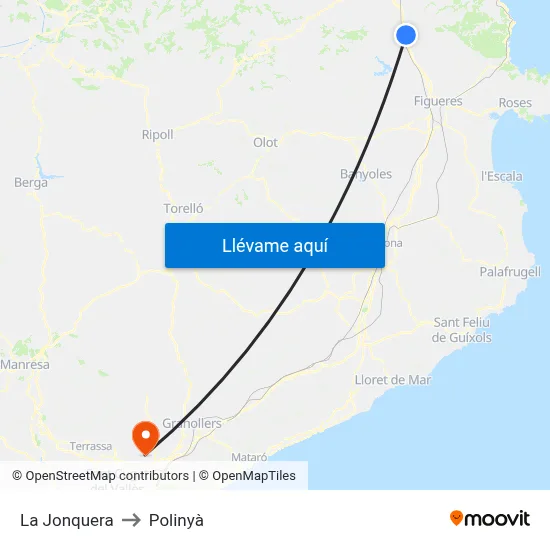 La Jonquera to Polinyà map