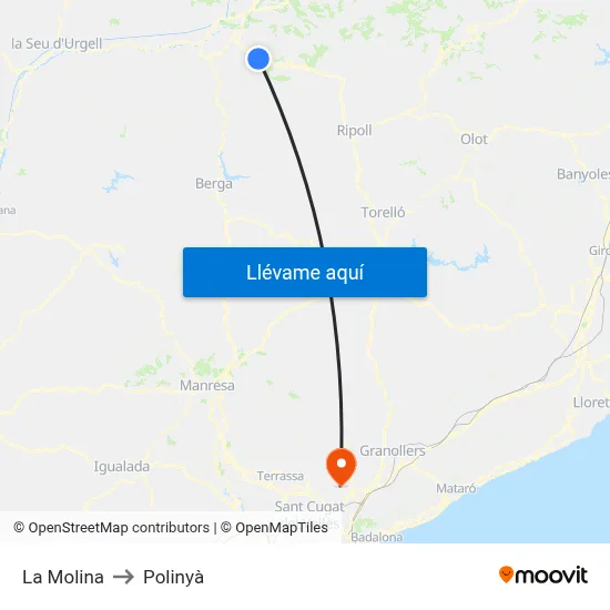 La Molina to Polinyà map