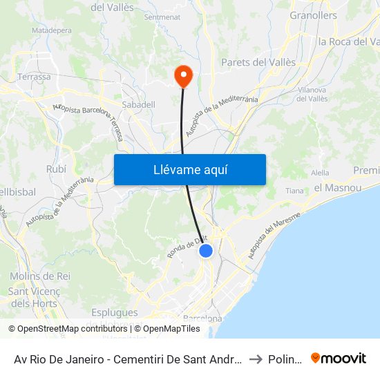 Av Rio De Janeiro - Cementiri De Sant Andreu to Polinyà map