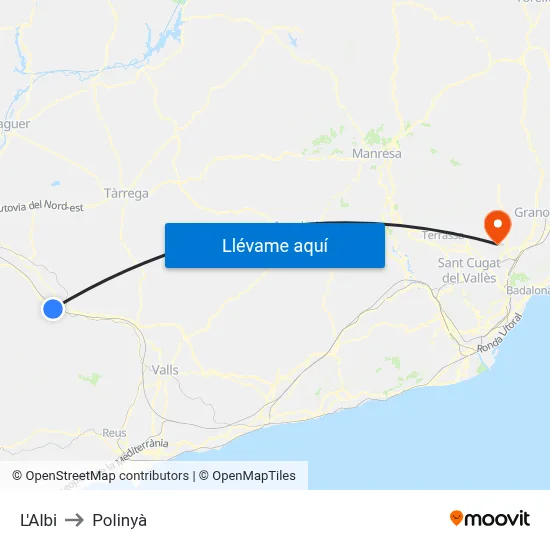 L'Albi to Polinyà map