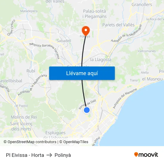 Pl Eivissa - Horta to Polinyà map