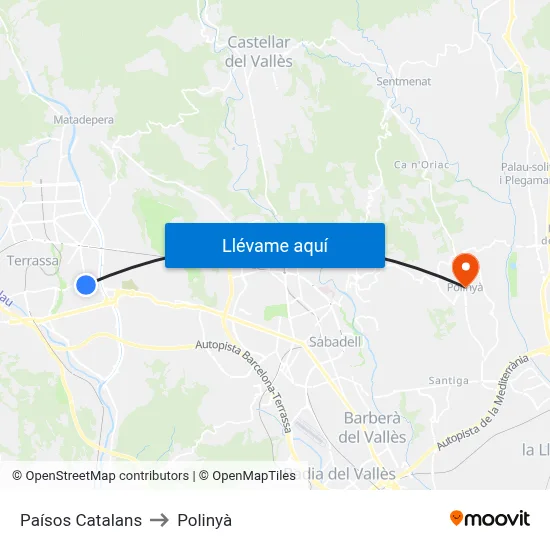 Paísos Catalans to Polinyà map