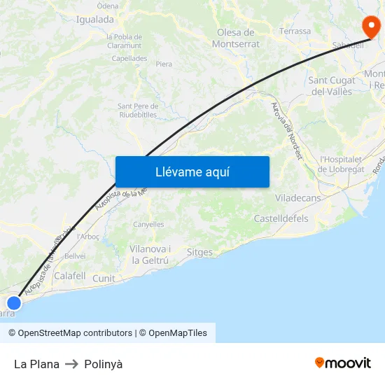 La Plana to Polinyà map