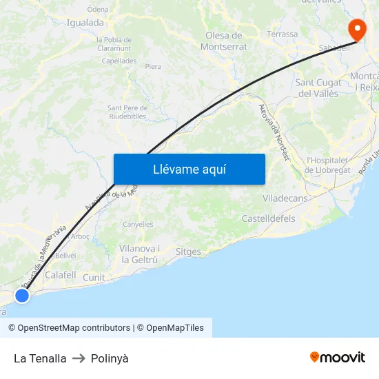 La Tenalla to Polinyà map