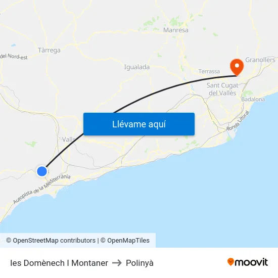 Ies Domènech I Montaner to Polinyà map