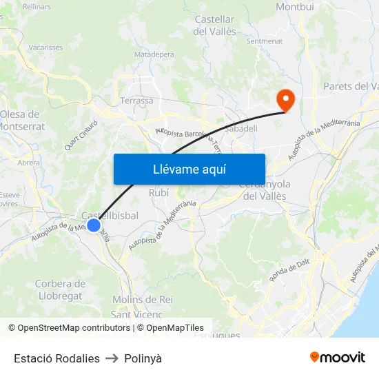 Estació Rodalies to Polinyà map