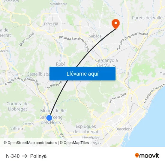 N-340 to Polinyà map