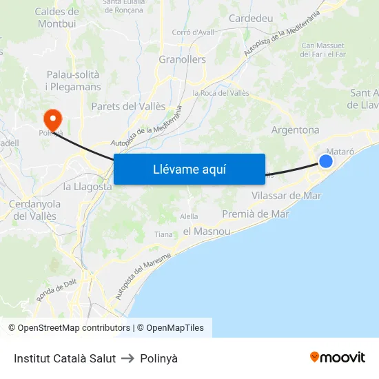 Institut Català Salut to Polinyà map
