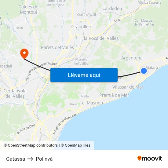 Gatassa to Polinyà map