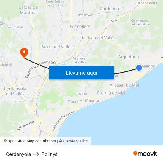 Cerdanyola to Polinyà map