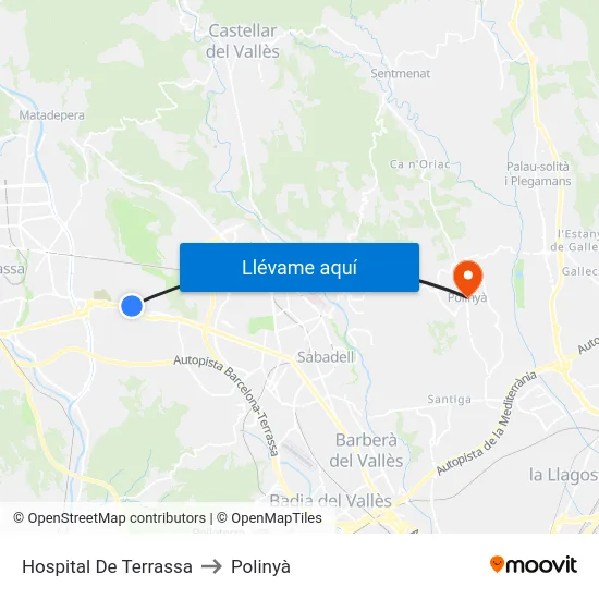 Hospital De Terrassa to Polinyà map